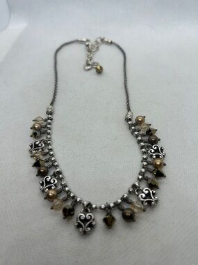 Brighton Silver-Tone Brown Bead Statement Necklace